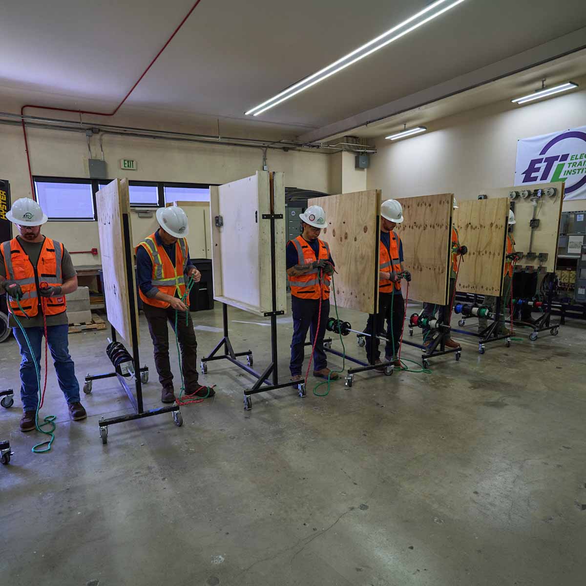 Electrician Trainees learning in a classroom